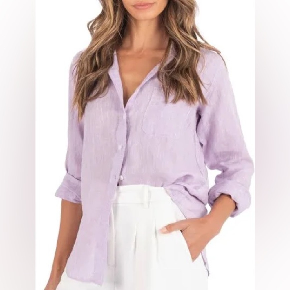 J. Crew linen-cotton shirt Signature Fit in lavender